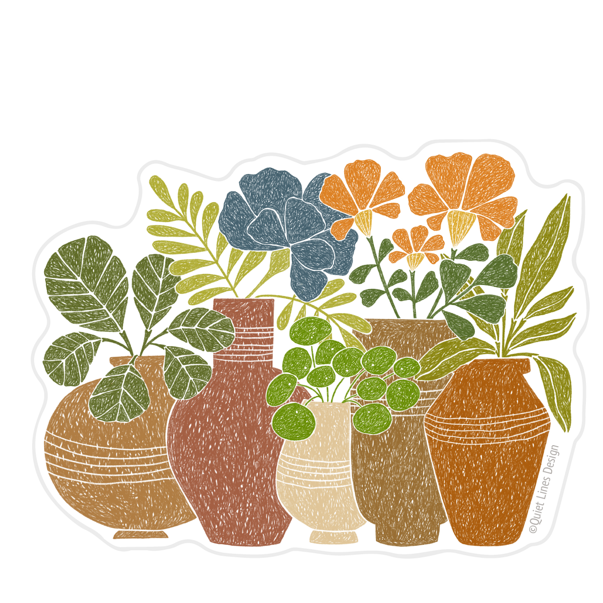Pottery StickerQUIET LINES DESIGN Quiet Lines Design