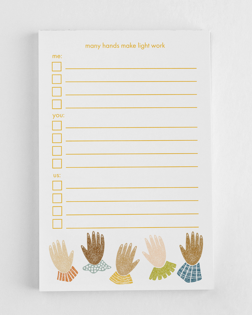 Many Hands To-Do List Notepad – Quiet Lines Design