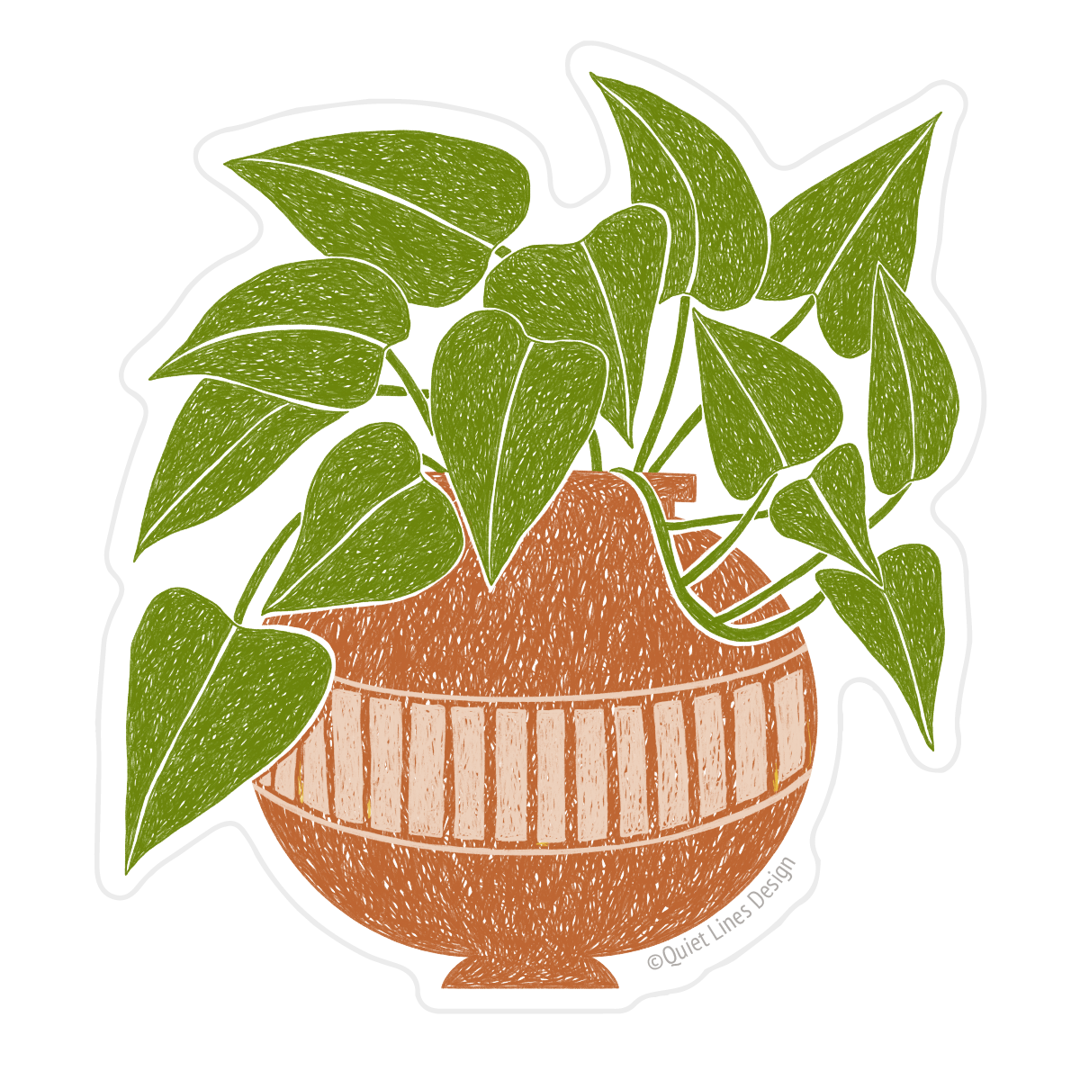 pothos outline Pothos Plant Sticker-QUIET LINES DESIGN – Quiet Lines Design